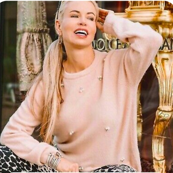 Blush Pink Pearl Embellished Sweater - Picture 1 of 6